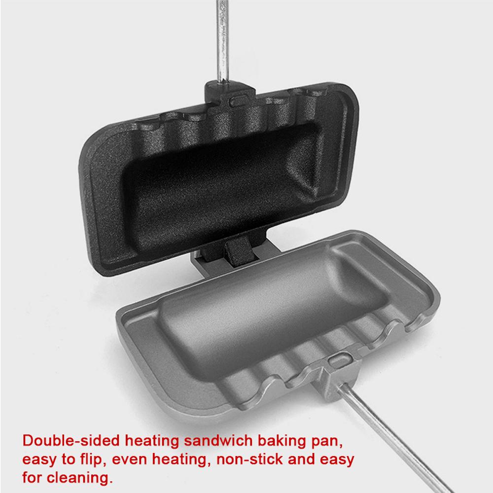Sandwich Doublesided Pan Camping Baking Sandwich Maker Nonstick Aluminum Flip Grill Pan With