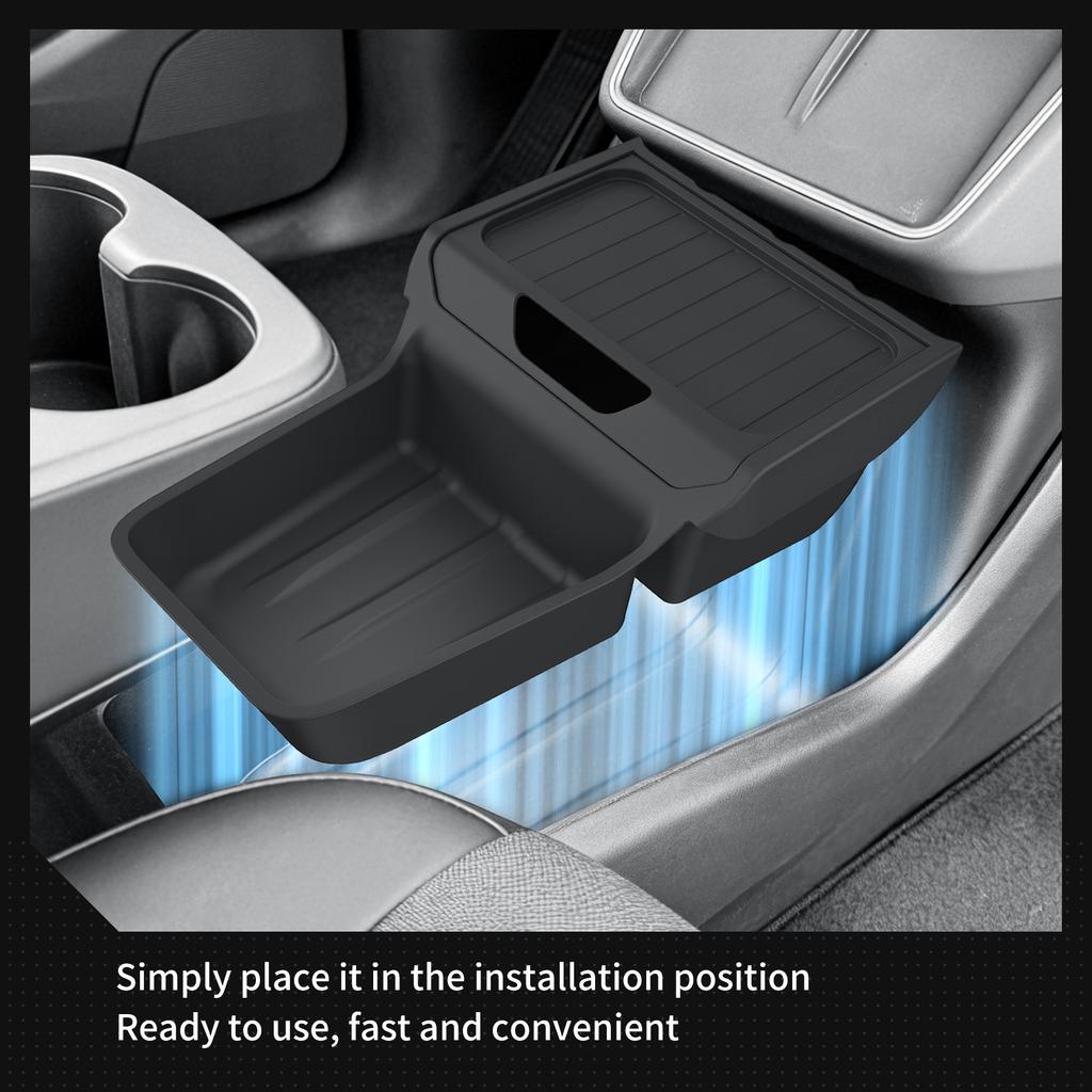 LUCKEASY for Tesla Model Y Standard 2026 2025 Center Console Lower Storage Box TPE Central Tray Accessories Tidying