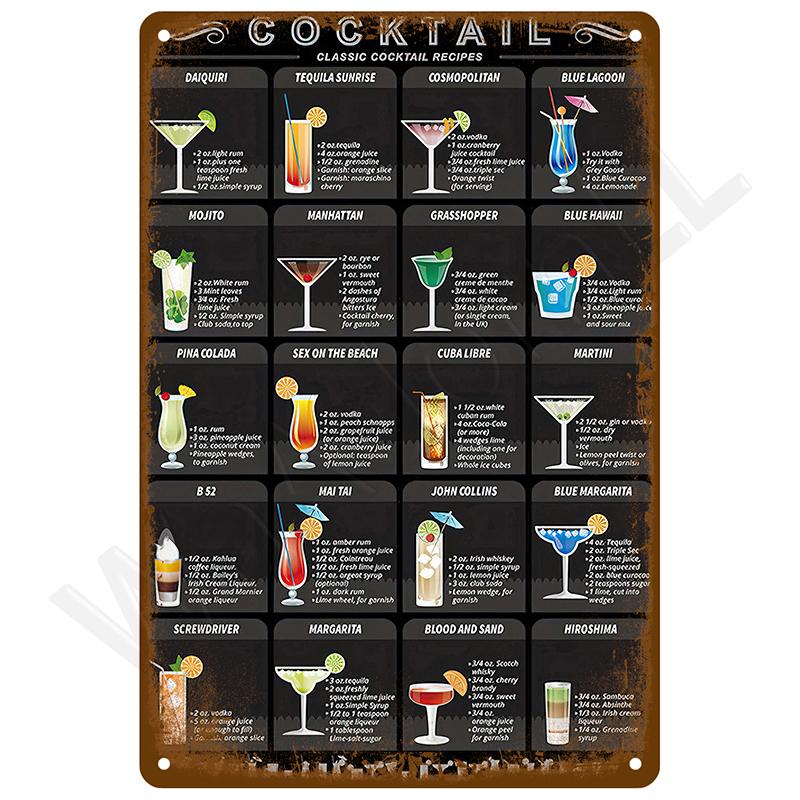 Металлические таблички Винтажные металлические пластины Постеры Ретро Настенное искусство Барные аксессуары Мужская пещера Жестяная табличка Комната Предмет декора Роскошный домашний декор Украшения