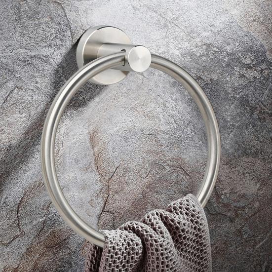 Stainless Steel Towel Ring Modern Minimalist Heavy Duty Metal Round Hand Towel Bath Shower Washcloth Holder Rack Bathroom Supplies