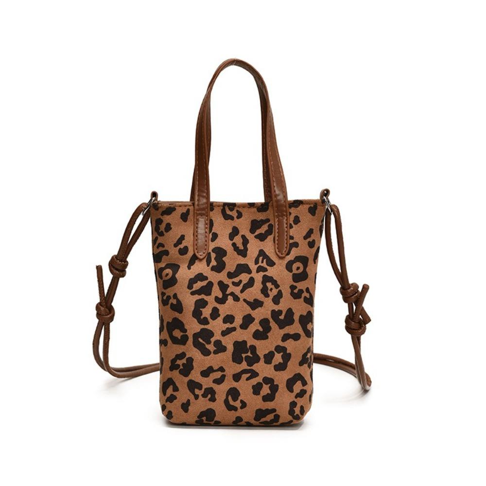 Korean Style Leopard Print Shoulder Bag Fashion Design Handbag Suede Crossbody Bag Travel