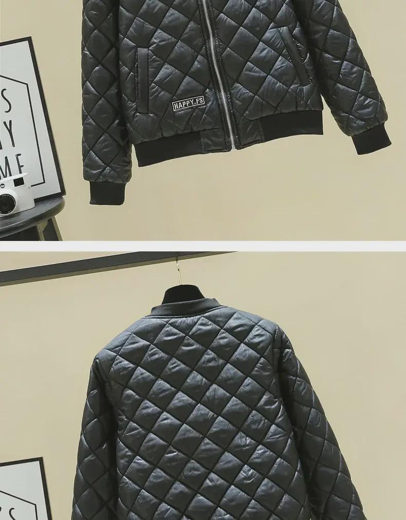 Женская бейсбольная куртка большого размера из легкого хлопка - зимнее облегающее утепленное короткое пальто 2023 года