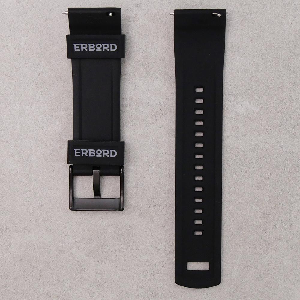 3x ERBORD Universal Silicone Strap 22mm, Dual Color, Black/Blue/Green