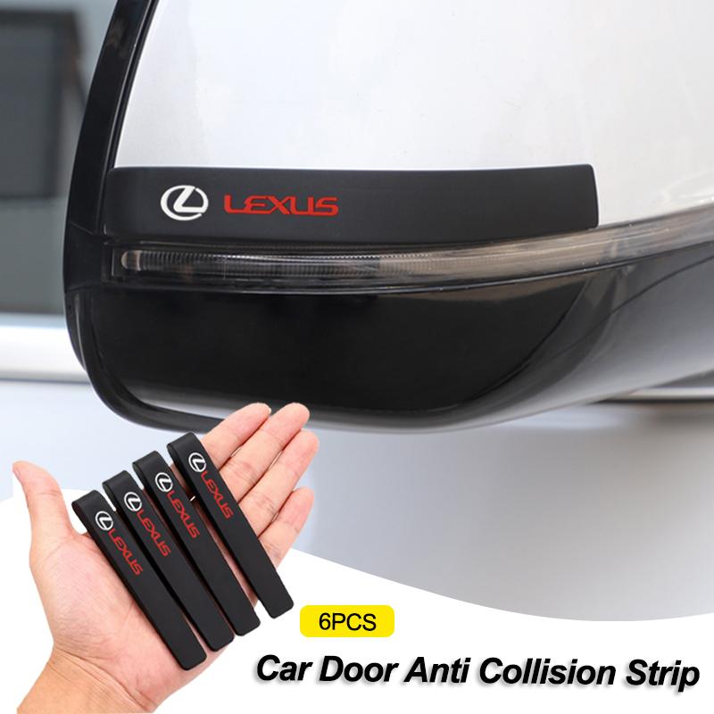 6Pcs Car Anticollision Rubber Strip Door Anti Scratch Stickers For Lexus RX300 IS200 IS250 ES350 Ct200h UX250h NX300h RX350 LS II1