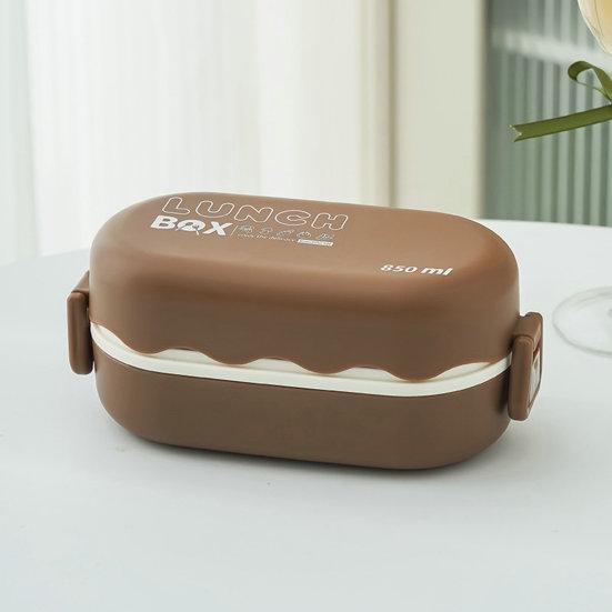 850 мл Bento Box Двухслойная сетчатая конструкция Большая вместимость Пищевой пластик Многофункциональный офисный работник Термо-ланч-бокс Товары для отдыха на природе