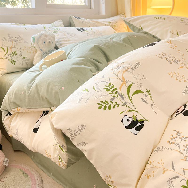 Комплект постельного белья из четырех предметов, пододеяльник из чистого хлопка с цветочным рисунком, простыня для спальни из трех предметов
