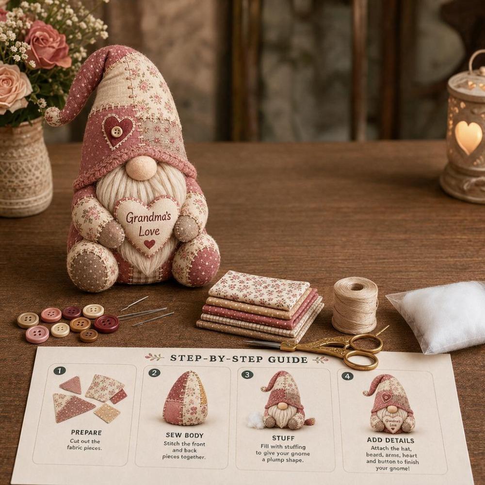 Beginner Friendly Christmas Gnome Sewing Set Dwarf Patchwork Making Kit To Pass The Time