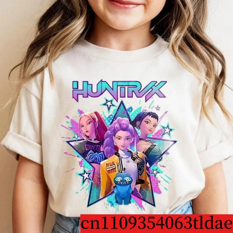 Подростковая футболка Huntrix Мира Руми Зои K-pop Охотник на демонов Футболка на день рождения Сезон возвращения в школу Детский подарок на день рождения Летний топ