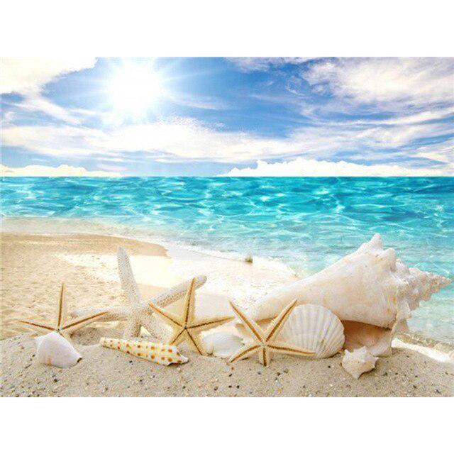 Полный круглый дрель 5D Алмазная картина Морская ракушка Пейзаж Вышивка крестом DIY Алмазная вышивка