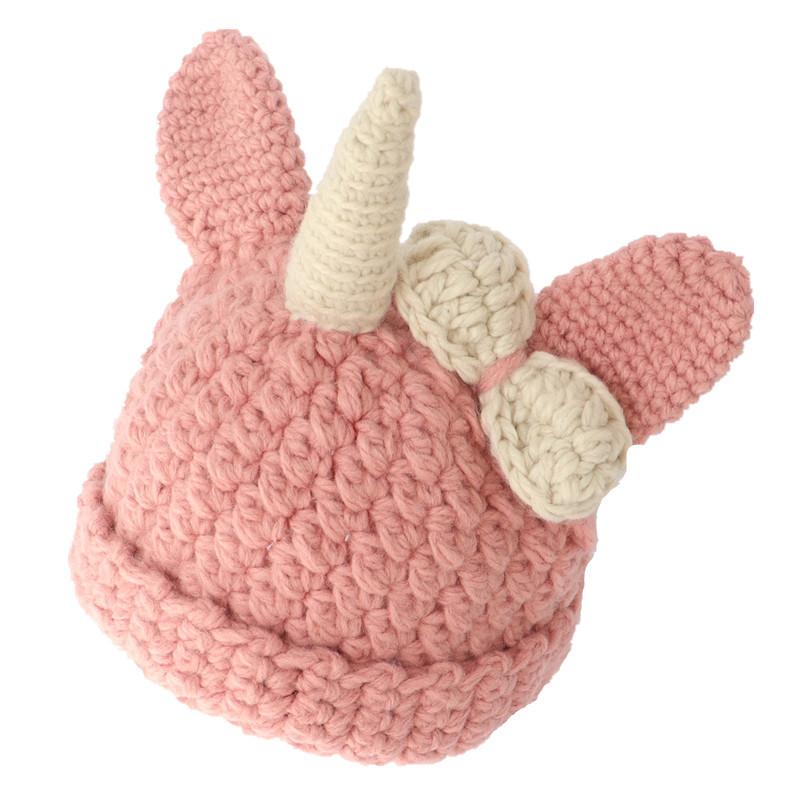 Winter new unicorn children's hat wool warm crochet animal hat European and American hot-selling baby single hat