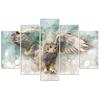 Feeby Five piece picture canvas print, Owl in flight