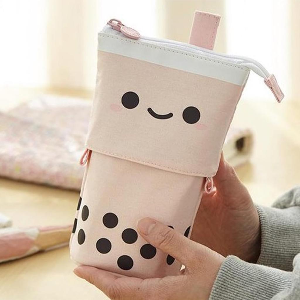 Pencil Standable Pen Pen Pen Pencil Pencil Large Small Item Storage [Queen-b] Case, Tapioca, 2-way Stand, Self-standing, Expandable, Holder, Pouch,