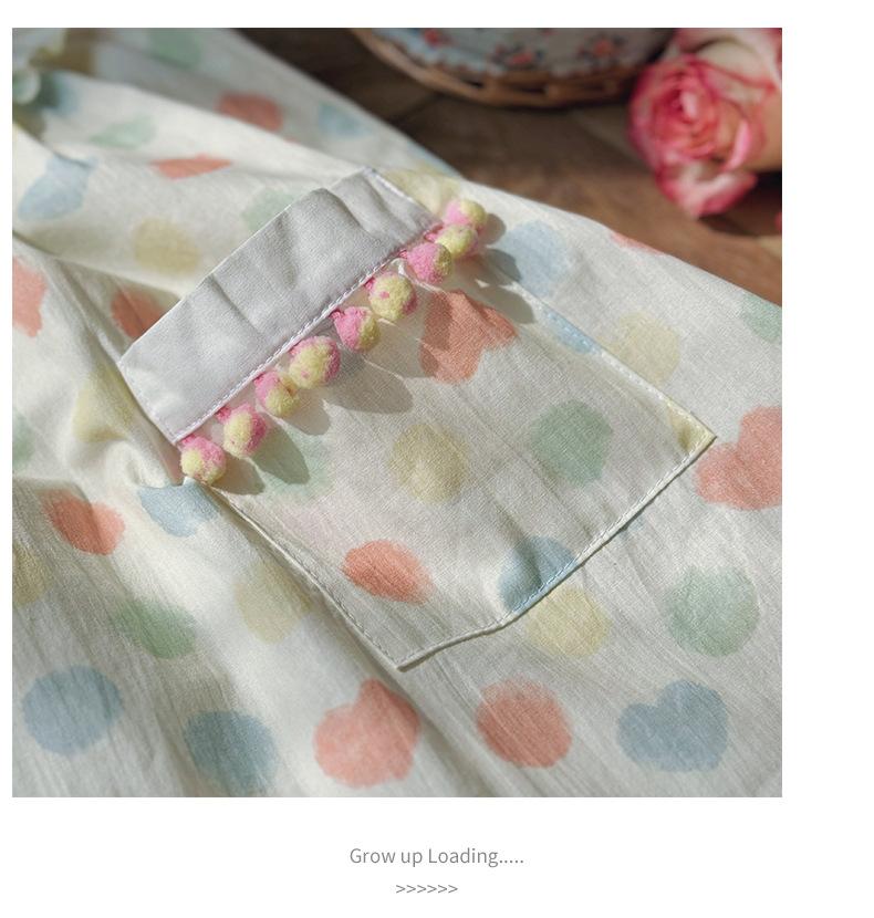 2024 летняя новая детская одежда, красочное платье в горошек для девочек, корейское платье с кукольным воротником и рюшами, детская юбка, милая