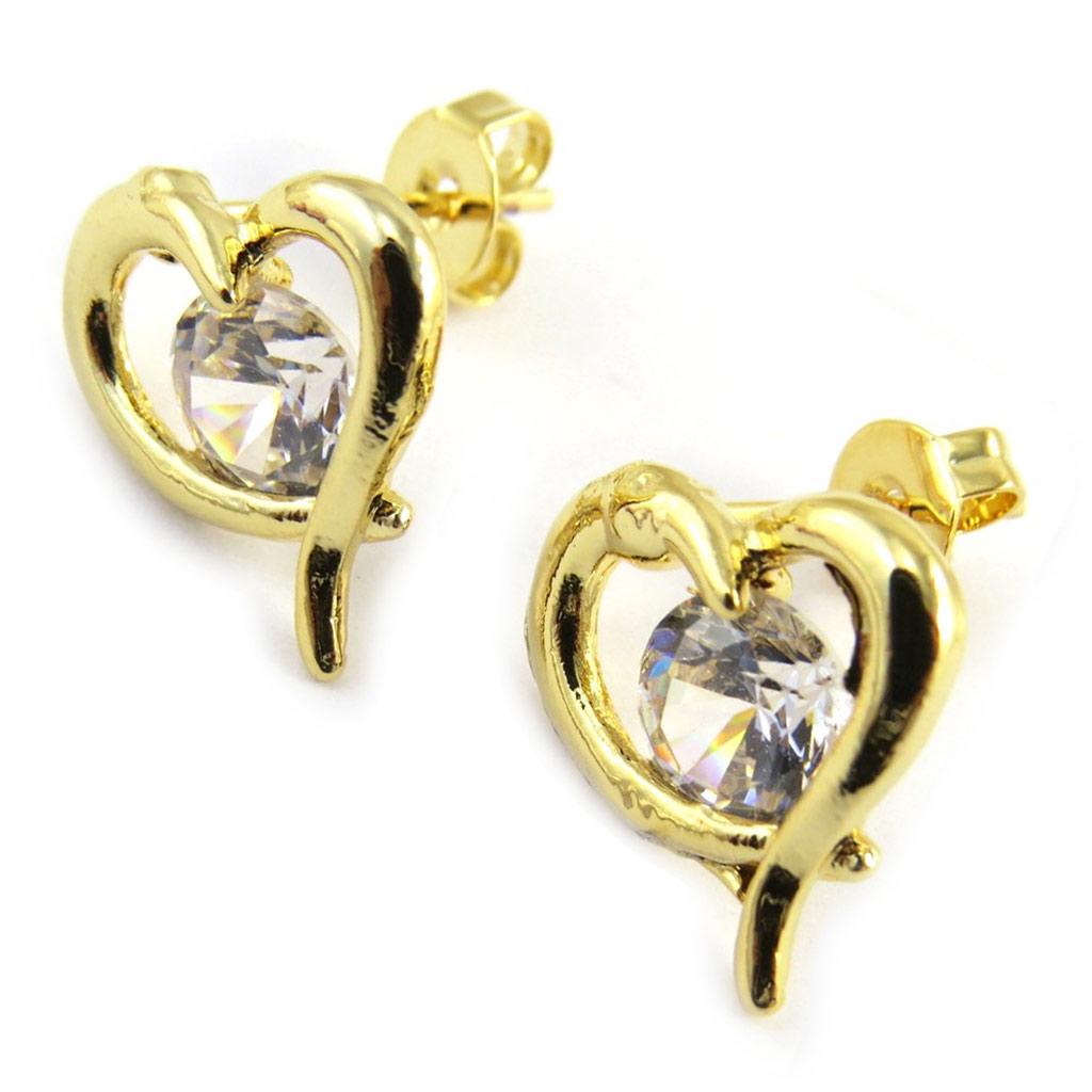 Les Trésors De Lily [M6474] - Golden White 'Love' Designer Earrings