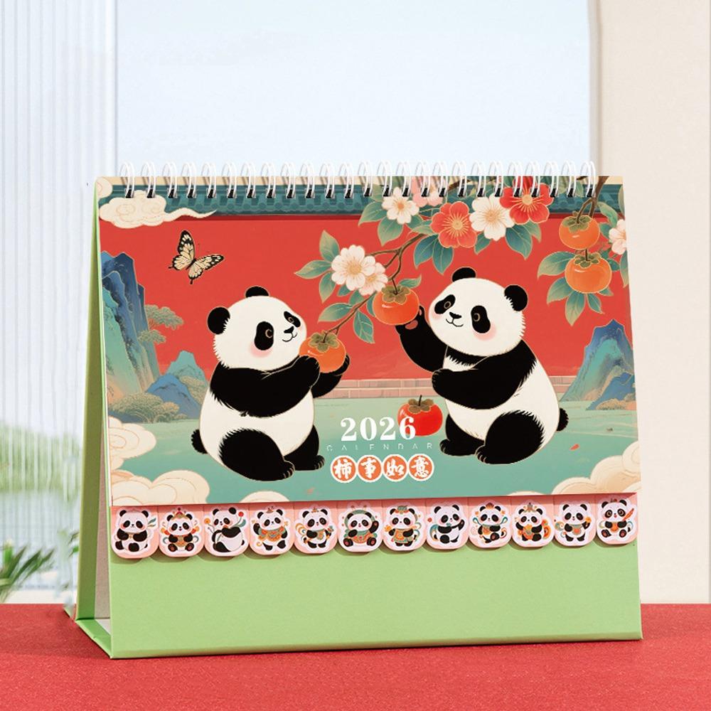 Coil Binding Horse Year Calendar Cartoon Standing Flip Calenda Schedule Planner Desktop Decoration