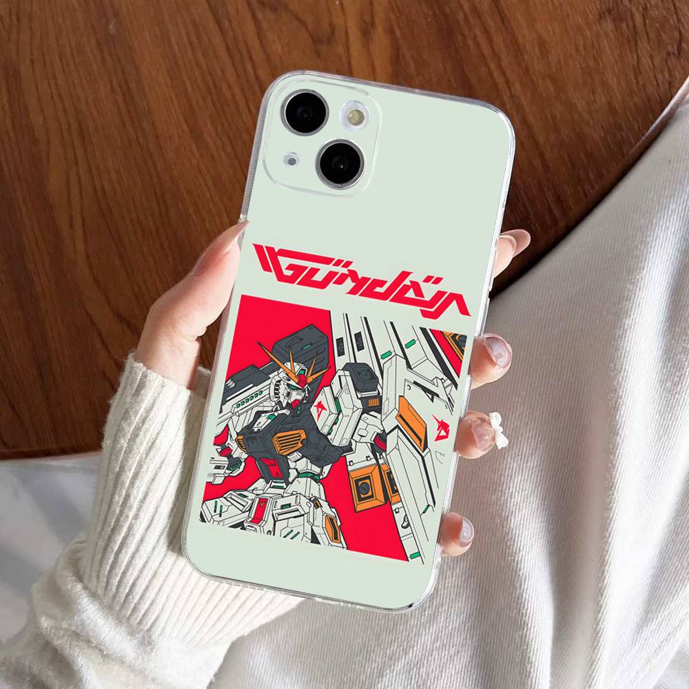 Cartoon G-Gundams Transparent Phone Case For IPhone 16 15 14 13 12 11 Pro Max Plus Soft Cover