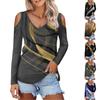 Women's Shirt Blouse Fashion Casual V Neck Print Sexy Off-the-shoulder Long Sleeve Tops