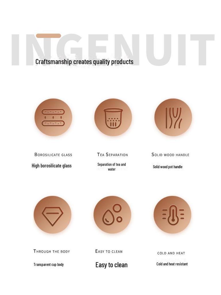 Стеклянный чайник с фильтром и боковой ручкой, устойчивый к высоким температурам, для использования в офисе или заваривания цветочного чая