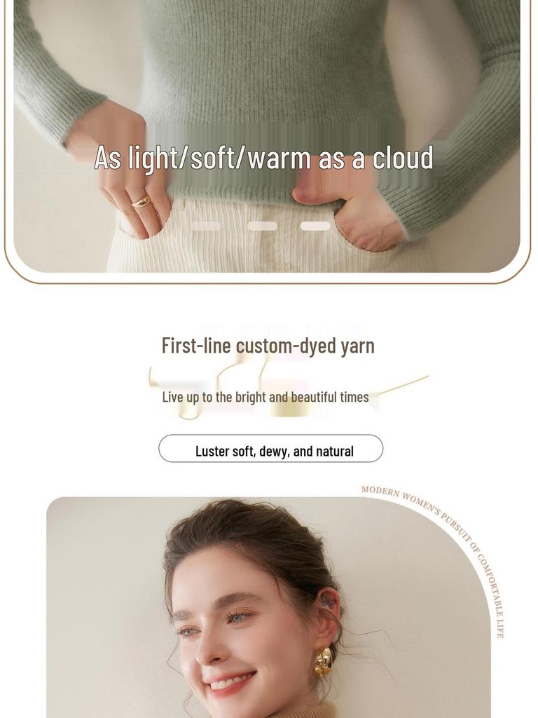 Women's Striped High-Neck Cashmere Sweater: Autumn/Winter Slimming Wool Pullover and Base Layer Knitwear