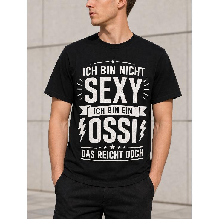 Men's black cotton t-shirt with bold German graphic print, crew neck short sleeve relaxed fit casual streetwear for everyday wear