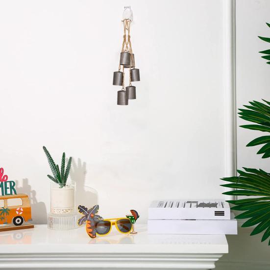 Iron Bell Chime with 3 Large Vintage Cow Bells On Rope Rustic Large Wall Hanging Decor Home Supplies