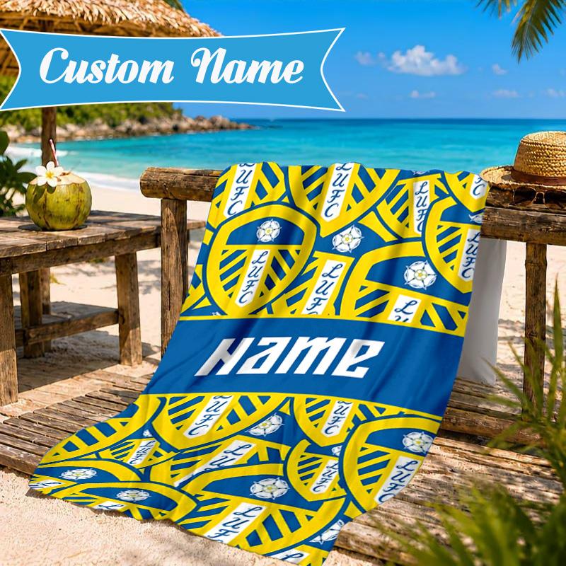 Custom Name Beach Towel Leeds Loyalty Microfiber Beach Towel, Lightweight for Summer Travel, Swimming Pool Fan Birthday Gift