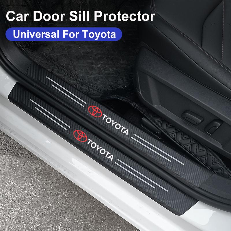 4PCS Car Door Sill Protective Films Stickers For Toyota Corolla Yaris Camry Prius RAV4 CHR Hilux Aygo Avensis Key Accessories