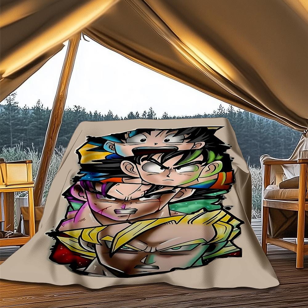 1pc Dragon Ball Z Outdoor Flannel Blanket Gift For Boys Girls Adults, Family Friends