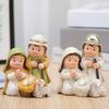 Nativity Scene Ornament Resin Blessed Holy Family Figure Sculpture Cartoon Christmas Desktop Decoration for Home Living Room Bedroom