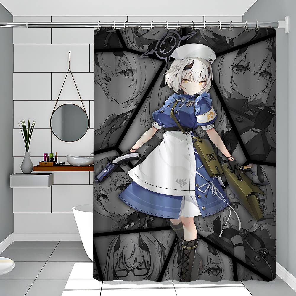 Game N-Nikke Waterproof Polyester Shower Curtain Waterproof Bathroom Curtain Liners 90X180Cm With 12 Hooks