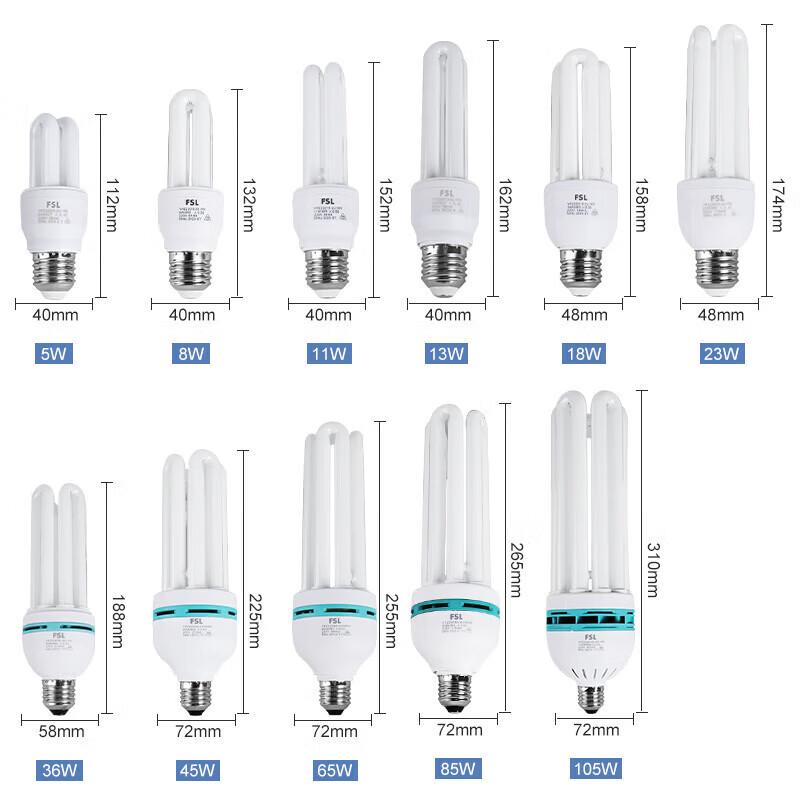 FSL T4 E27 U-Tube Energy-Saving Fluorescent Bulb