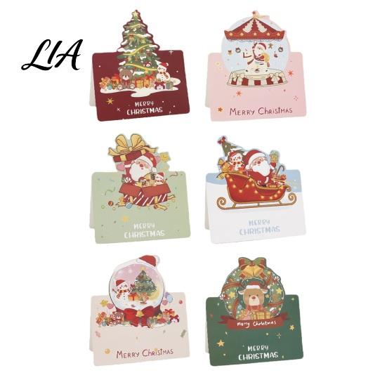 Festive Paper Cards 10 Pcs 3D Christmas Greeting Card, Cute Tree Santa Snowman Wreath Design Holiday for Messages, Wishes Colorful Crafts