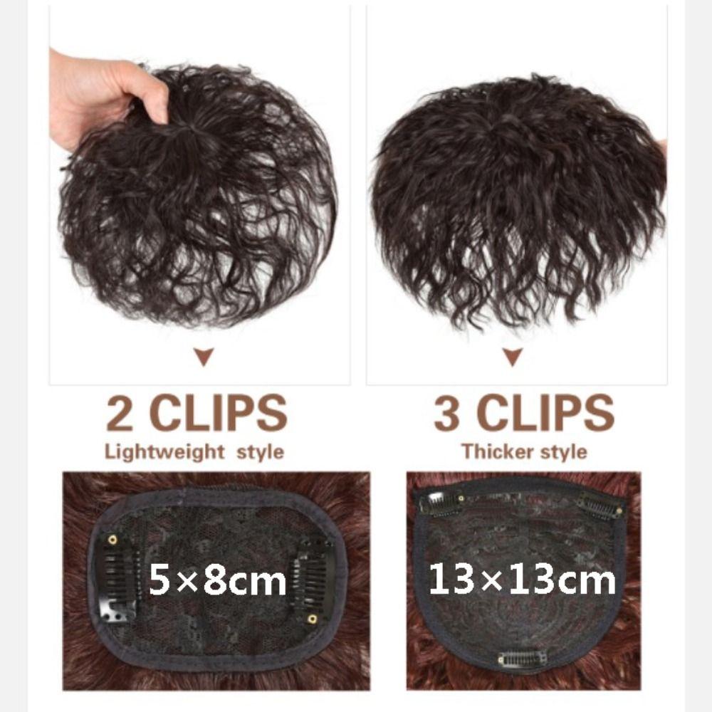 Increase Hair Volume Head Top Wig Block Topper Fake Hair Piece 3D Hair Bangs Corn Curly Bangs