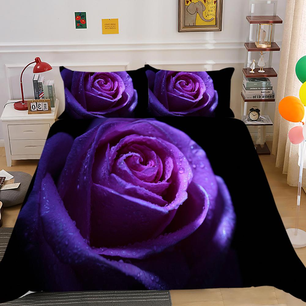 Домашнее постельное белье в цветочном стиле ко Дню святого Валентина, комплект пуховых пододеяльников, пододеяльник для спальни, наволочка, полноразмерное постельное белье для односпальной/двуспальной кровати