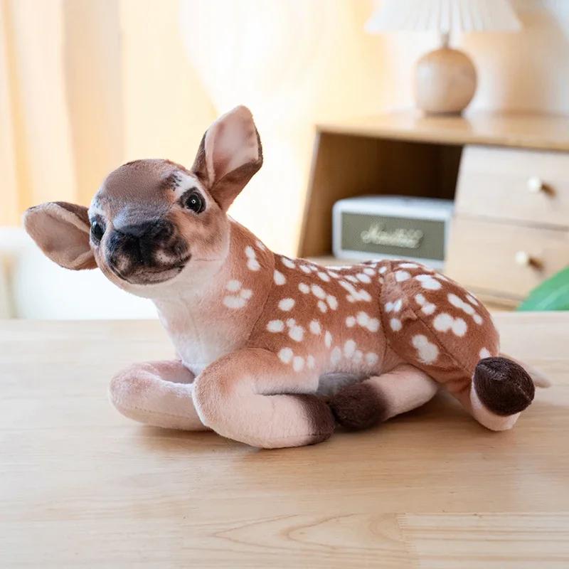 Simulation Plush Deer Toy Realistic Forest Animal Sika Deer Stuffed Doll Kids Get To Know Animals Prop Room Decor Birthday Gift