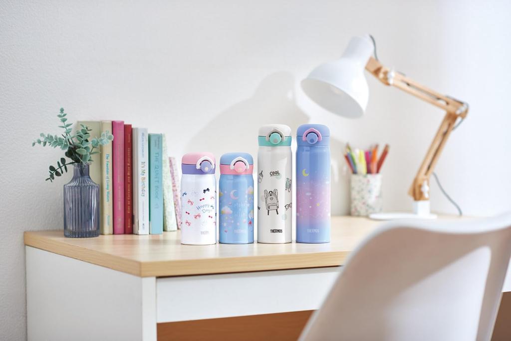 Thermos Бутылка для воды с вакуумной изоляцией, мобильная кружка 350 мл, небесно-голубая, SKY JNR-353G