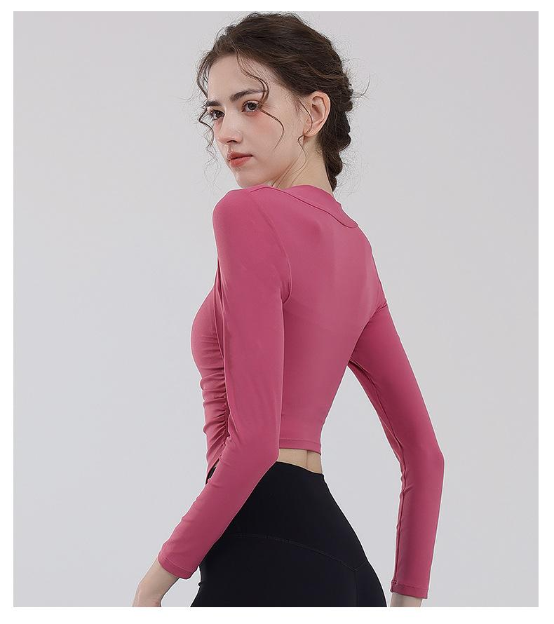 New Quick-dry Long-sleeved Top With High Elasticity, Nude-like Feel, Back Hollow-out, Slim-fitting, Sports Fitness Wear For Women