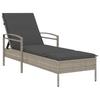 Sun Lounger with Cushion Light Grey 63x200x81 cm Poly Rattan