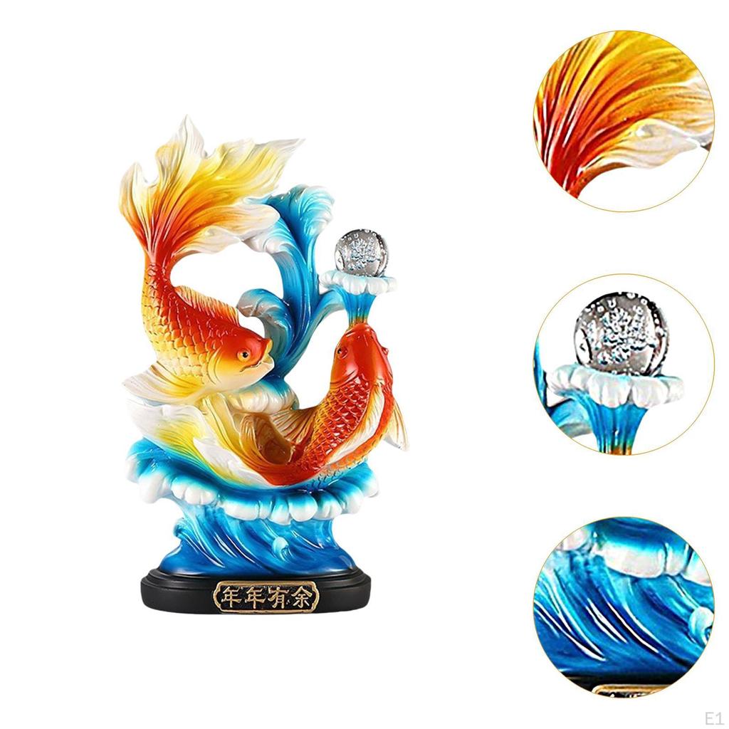 12,8-дюймовая китайская статуэтка рыбы фэн-шуй, центральное украшение коллекции, скульптура из смолы, статуэтка для