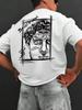 Summer Men's Round Neck Cotton T-shirt Creative Sculpture Expression Text Design T-shirt Fashion Loose Round Neck Clothing