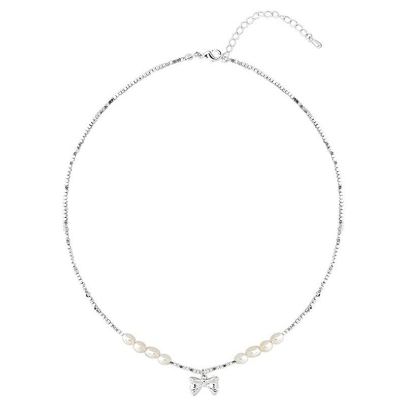 Ожерелье с жемчужным бантом, летнее, сломанное серебро, несколько таэлей, цепочка на ключицу, легкое, роскошное, нишевое, дизайн, высококачественное ожерелье