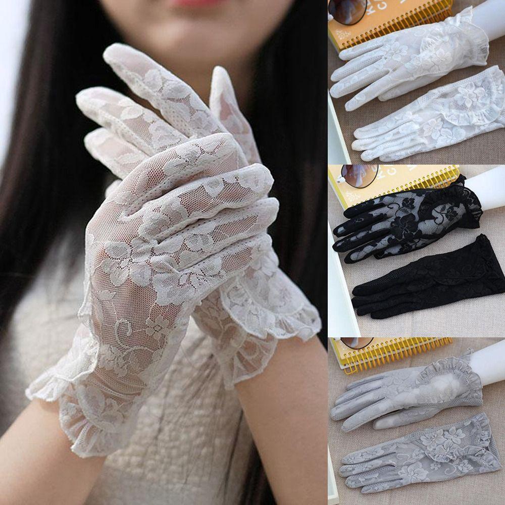Thin Sunscreen Gloves Lace Touch Screen Gloves Elegant Transparent Gloves Outdoor Cycling