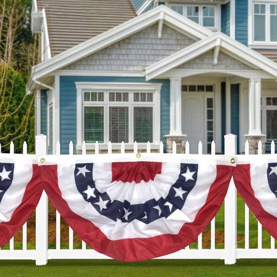 American Pleated Fan Flag Patriotic Red White Blue USA Bunting 4th of July Banner Decoration for Memorial Day Independence Day