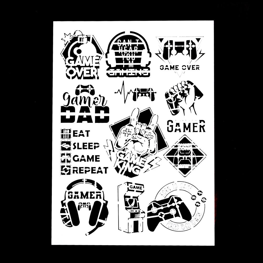 A4 Size Decorative Reusable Game Stencil Template Painting Stencils for DIY Crafts Scrabooking Painting On Wood,Canvas,Floor,Wall and Tile
