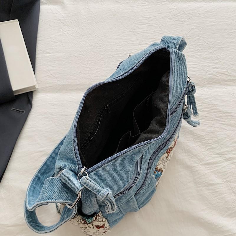 Джинсовая сумка Многосекционная сумка через плечо Женская сумка на плечо