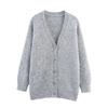 Kaslead New Women clothes Western Style Fashion Simple Sequins Sweater V-neck Cardigan Long sleeve