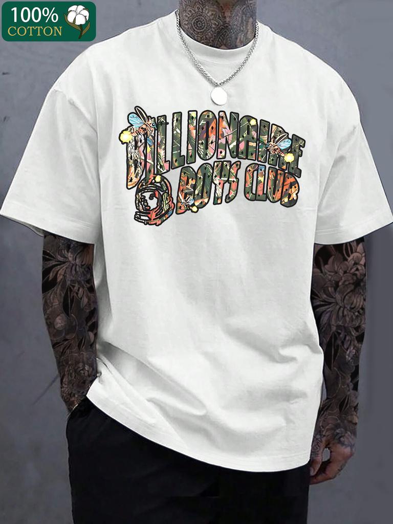 Creative and fashionable letter printing fine cotton Tshirts mens fashionable and casual round neck Tshirts