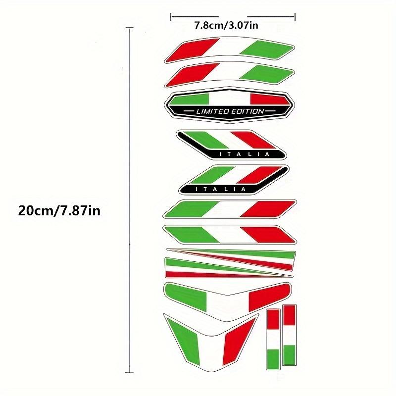 2D Plane Sticker 13pcs Italian Flag Sticker, Paper Material, Limited Edition Sticker, Suitable for Motorcycles, Cars, Bicycles,