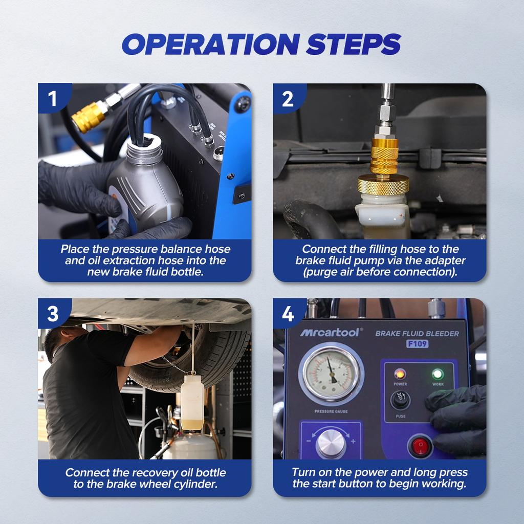 MR CARTOOL F109 Car Brake Fluid Extractor Oil Pump Brake Oil Changer Machine 1.2L Recycle Bottle Brake Bleeder Fluid Pump Kit