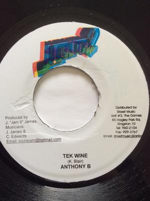 7-дюймовая пластинка ANTHONY B - Tek Wine НЕТ Ни одного Jam 2 Production Ямайский Регги, Ска и Даб Б/У